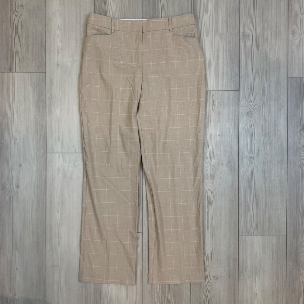 Rachel Zoe Tan Windowpane Plaid Dress Pants Trousers Size 8 0859083